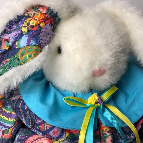 ToyoRama Floppy Body Puffy Bunny Rabbit Plush Easter Egg Fabric Ribbon Vintage - Picture 10 of 10